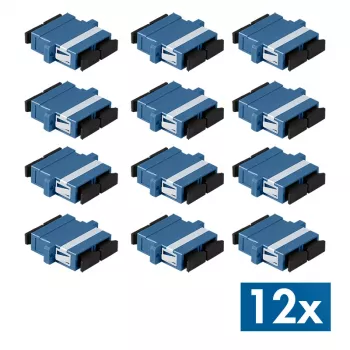 LogiLink Glasfaser-Adapter SC Duplex, 12 Stück, mit Flansch, blau