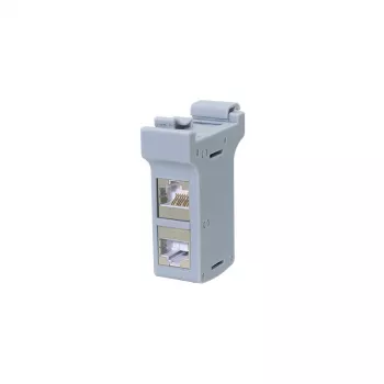 LogiLink DIN-Schienen-Montageadapter mit 2 Cat.6A geschirmten Inline-Kupplungen, 10G, PoE++ (MP0079)