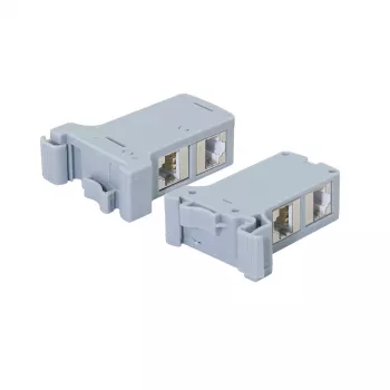 LogiLink DIN-Schienen-Montageadapter mit 2 Cat.6A geschirmten Inline-Kupplungen, 10G, PoE++ (MP0079)