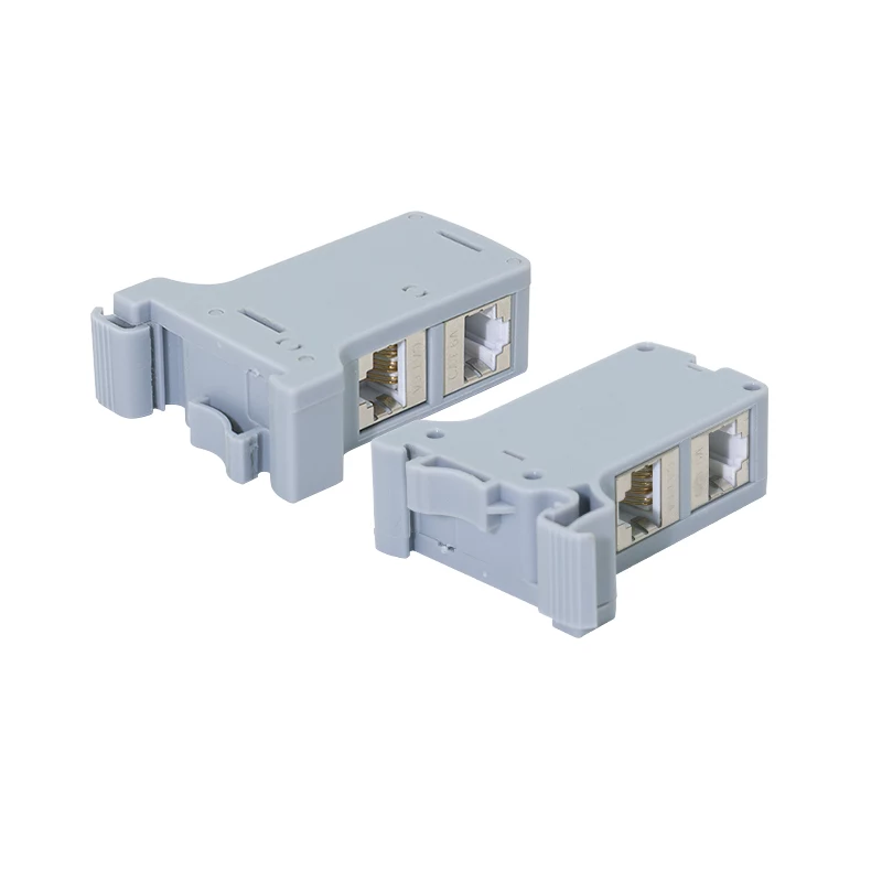 LogiLink DIN-Schienen-Montageadapter mit 2 Cat.6A geschirmten Inline-Kupplungen, 10G, PoE++ (MP0079)