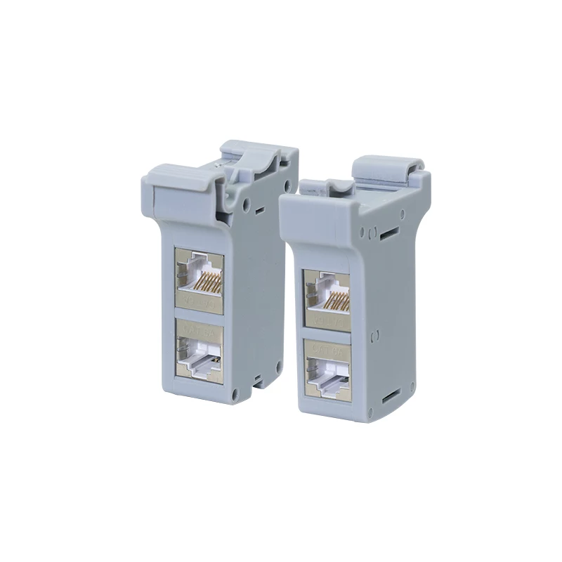 LogiLink DIN-Schienen-Montageadapter mit 2 Cat.6A geschirmten Inline-Kupplungen, 10G, PoE++ (MP0079)