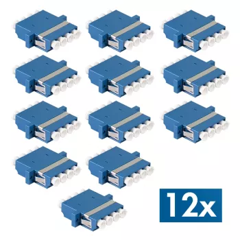 LogiLink LC Quad Glasfaser-Adapter, 12er-Pack, Blau, Flanschmontage, Singlemode