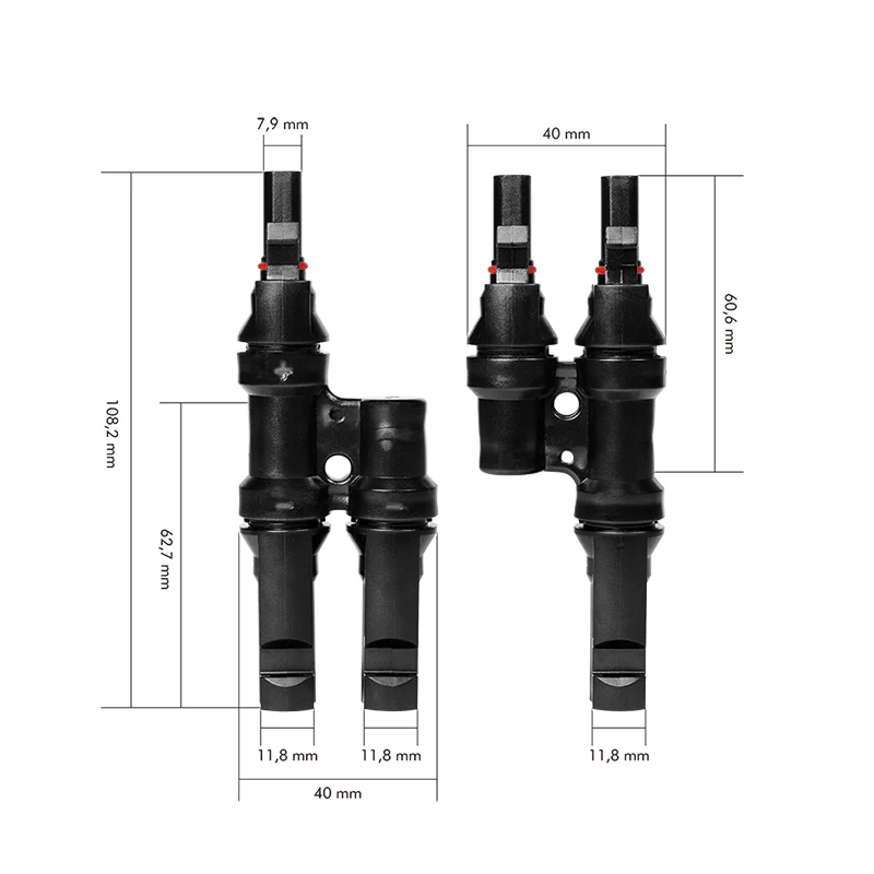 LogiLink Solar Y-Verbinder-Set, 2 Stück, MC4-kompatibel, Stecker & Buchse, PVC, Schwarz