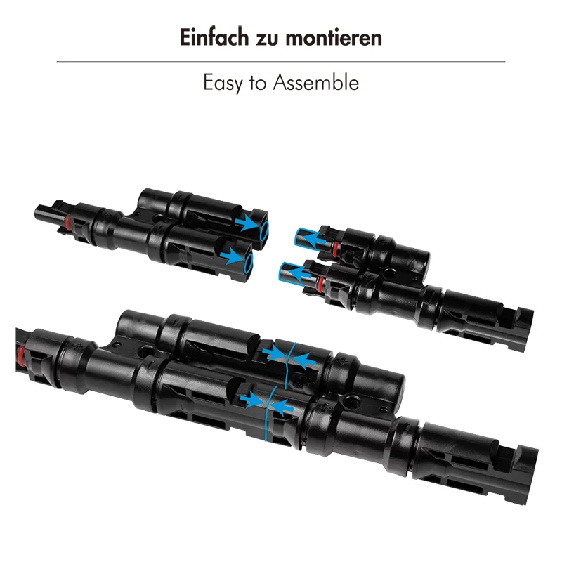 LogiLink Solar Y-Verbinder-Set, 2 Stück, MC4-kompatibel, Stecker & Buchse, PVC, Schwarz