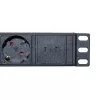LogiLink PDU8C06 19 inch 1U 8-fach Schuko PDU mit Überspannungsschutz, 2x USB-C, Überlastschutz, 2m Kabel, Schwarz/Silber