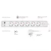 LogiLink Steckdosenleiste mit 6 Sicherheitssteckdosen, USB-A & USB-C PD 20W, Kippschalter, 1,5 m, Weiß
