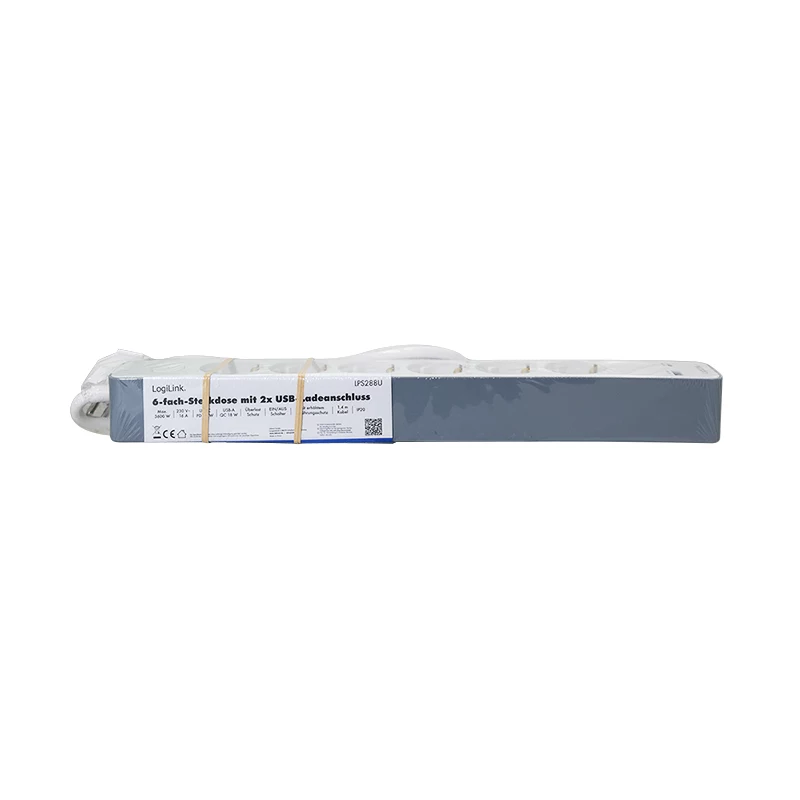 LogiLink Steckdosenleiste mit 6 Sicherheitssteckdosen, USB-A & USB-C PD 20W, Kippschalter, 1,5 m, Weiß