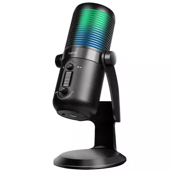 LogiLink USB-Kondensatormikrofon mit RGB-Licht, Niere/Nierencharakteristik, 20 Hz - 20 kHz, Schwarz (HS0059)