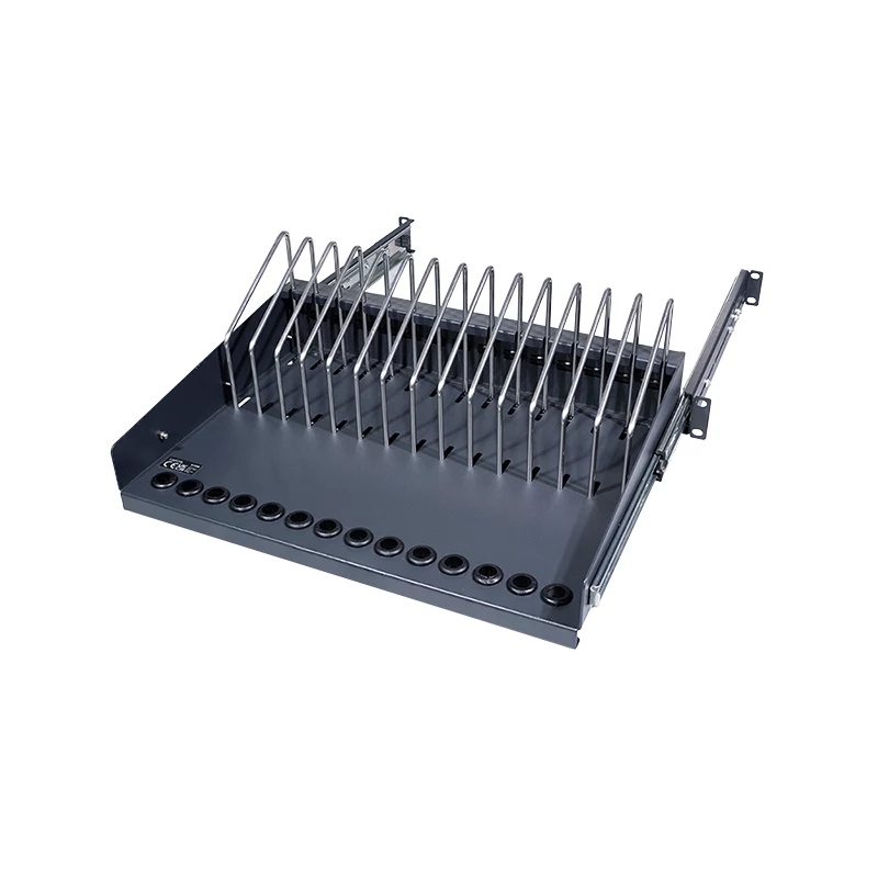 LogiLink SF100B 19 Zoll 1U Einschubregal für Notebooks, Tablets und Smartphones, Schwarz
