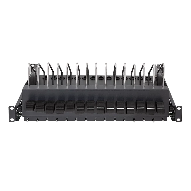 LogiLink SF100B 19 Zoll 1U Einschubregal für Notebooks, Tablets und Smartphones, Schwarz