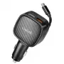 LogiLink USB-Auto-Ladegerät, 3 Ports inkl. einziehbarem USB-C-Kabel, 60W, PD, QC, schwarz