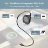 LogiLink USB-Auto-Ladegerät, 3 Ports inkl. einziehbarem USB-C-Kabel, 60W, PD, QC, schwarz