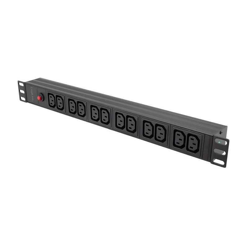 LogiLink 19 Zoll 1U Rack-PDU mit 12x IEC C13 Steckdosen, 10A, mit Überlastschutz