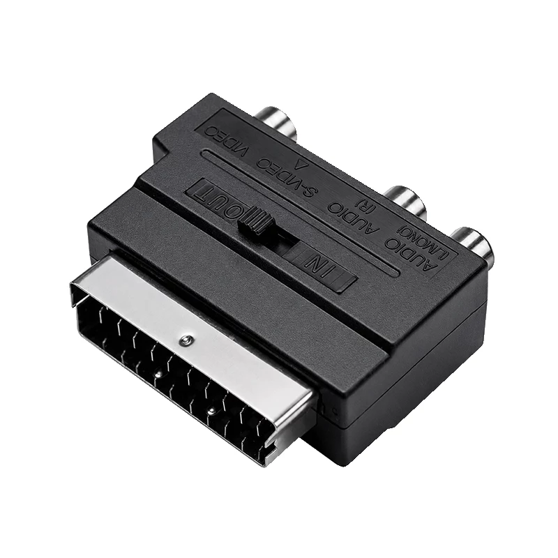 LogiLink SCART auf RCA/S-Video Adapter mit Schalter, Schwarz