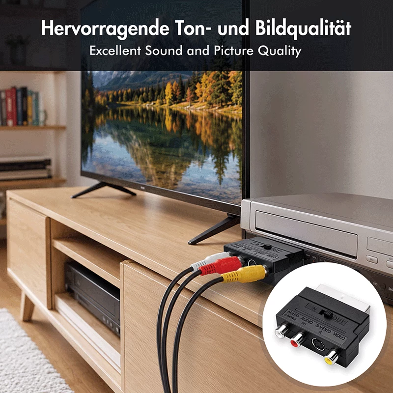 LogiLink SCART auf RCA/S-Video Adapter mit Schalter, Schwarz
