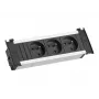 Bachmann Kapsa S Schreibtisch-Integrations-Steckdosenleiste - 3 Steckdosen Typ E, 0,2 m Kabel, Schwarz/Silber