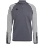 adidas Tiro 23 Competition Trainings-Top Herren Team Grey Four Slim Fit Viertelreißverschluss Langarm AEROREADY Recyceltes Polyester HU1316
