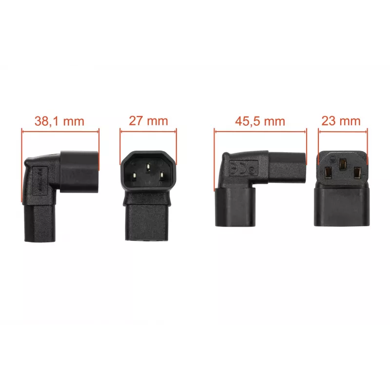 Kabelmeister IEC C14 auf C13 Winkel-Netzadapter, 10A 250V, Schwarz