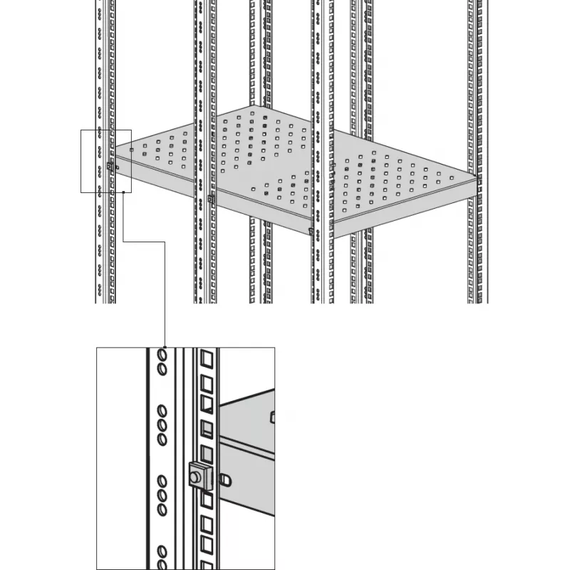 EFB Elektronik Schwerlast-Festboden 6U Seitenmontage 200 kg Lichtgrau RAL 7035