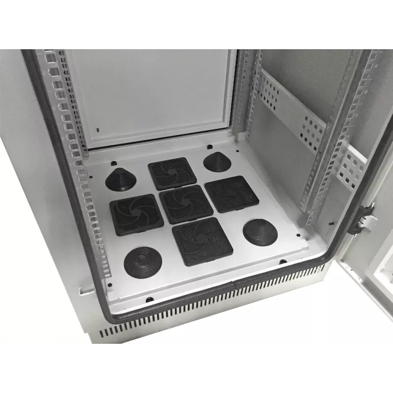 EFB ELEKTRONIK 19 inch Netzwerkschrank 42U 800x800, IP55, mit vormontiertem Sockel, RAL7035