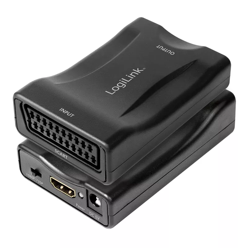 LogiLink CV0160 SCART-zu-HDMI-Konverter-Adapter, 1080p, Schwarz
