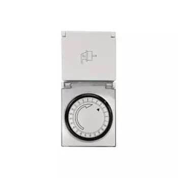 LogiLink ET0006 Zeitschaltuhr mechanisch für Außenbereich, IP44, 3680 W, 16 A, Tagesprogramm, 96 Segmente, 15-Minuten-Intervalle, Schuko, Schwarz/Grau