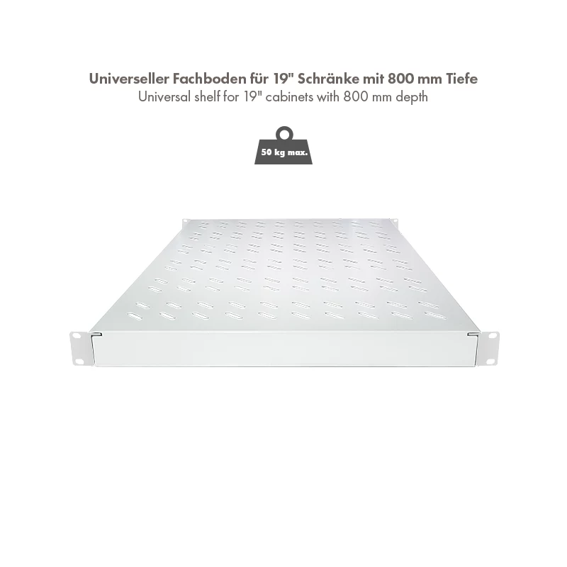 LogiLink 19 inch verstellbares Rack-Regal für 800 mm tiefe Racks, hellgrau