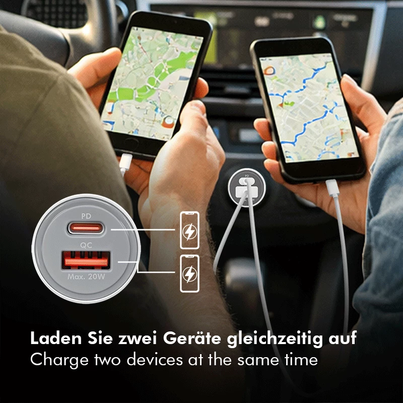 LogiLink USB-Autoladegerät, 2 Ports, 20W Schnellladung, Silber