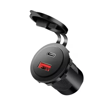 LogiLink PA0330 Einbau-KFZ-USB-Ladegerät, USB-A + USB-C, 60 W, Power Delivery, Schwarz