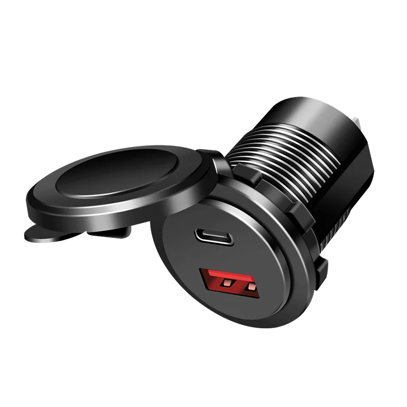 LogiLink PA0330 Einbau-KFZ-USB-Ladegerät, USB-A + USB-C, 60 W, Power Delivery, Schwarz