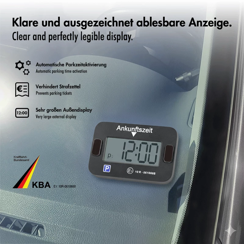 LogiLink Elektronische Parkscheibe, KBA-zertifiziert, Schwarz