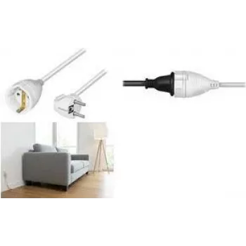 LogiLink LPS106 Verlängerungskabel, CEE 7/7 Winkelstecker auf CEE 7/3 Steckdose, Weiß, 5 m