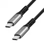 LogiLink USB 2.0 Type-C Kabel, C/M auf C/M, 480 Mbps, 240W, Nylon, Metall, Schwarz/Silber, 0,5 m