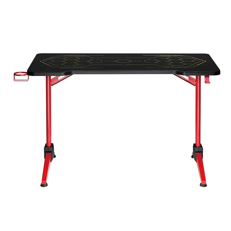 LogiLink Gaming-Schreibtisch, 120x60 cm, Tischplatte aus gehärtetem Glas mit RGB-Beleuchtung, roter Rahmen