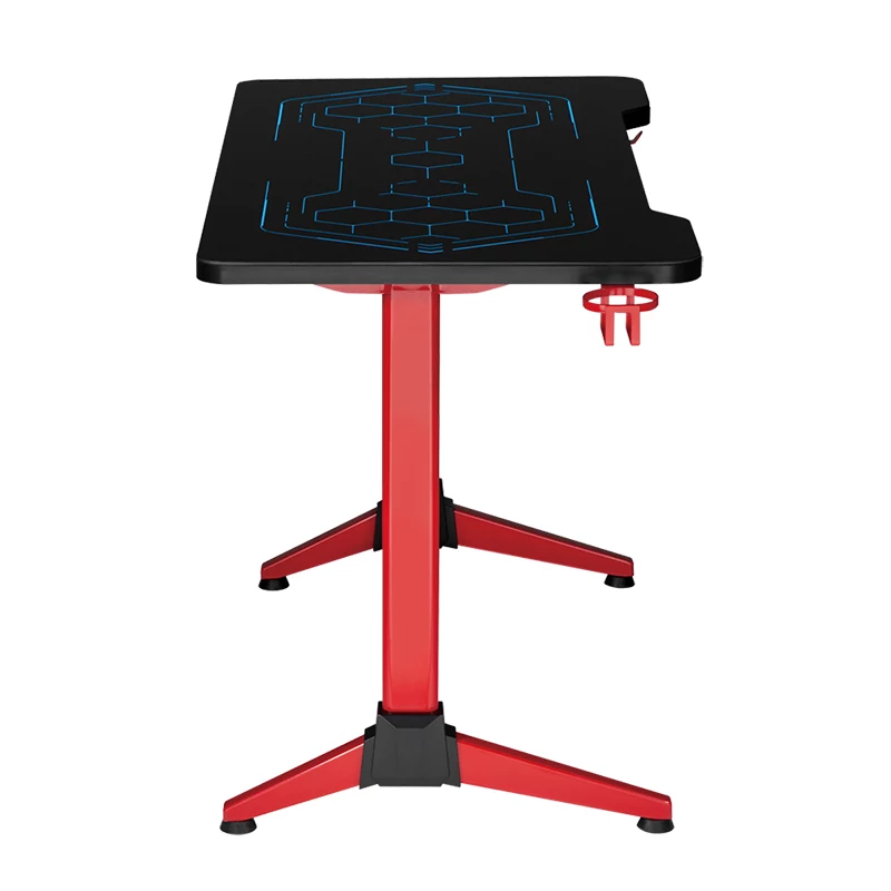 LogiLink Gaming-Schreibtisch, 120x60 cm, Tischplatte aus gehärtetem Glas mit RGB-Beleuchtung, roter Rahmen