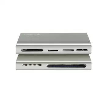 LogiLink USB 3.2 Gen1 5-in-1 Kartenleser, Metallgehäuse, Silber