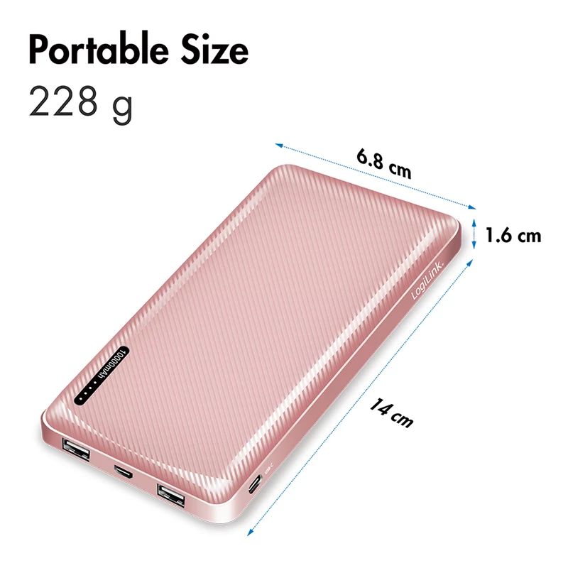 LogiLink Mobile Powerbank 10000 mAh LiPo USB-C PD Rose