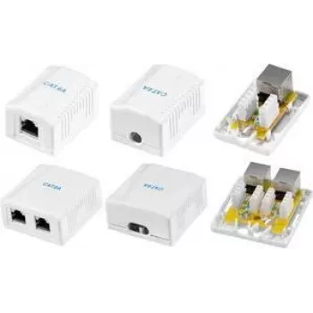 LogiLink Cat.6A geschirmte Aufputzdose, 1x RJ45, Weiß RAL 9003, 10G, werkzeuglos, PoE++