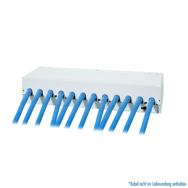 LogiLink NK4093 Desktop-Patchpanel Cat.6A, 12 Ports, Hellgrau (RAL 7035), geschirmt, schraubenloser Stahl