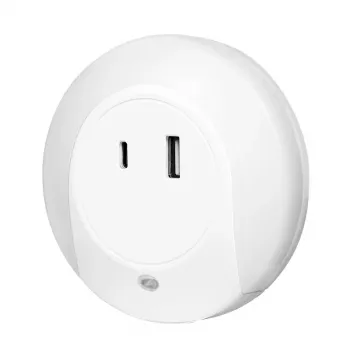 LogiLink LED-Nachtlicht mit Dämmerungssensor, 1x USB-A & 1x USB-C, 18W Gesamtleistung