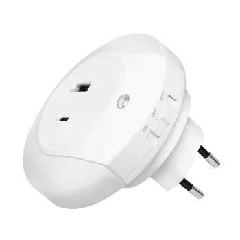 LogiLink LED-Nachtlicht mit Dämmerungssensor, 1x USB-A & 1x USB-C, 18W Gesamtleistung