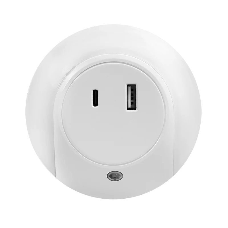 LogiLink LED-Nachtlicht mit Dämmerungssensor, 1x USB-A & 1x USB-C, 18W Gesamtleistung