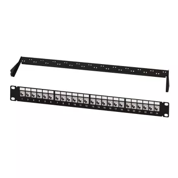 LogiLink Modular 24-Port Cat.6A Keystone Patch Panel, 19 Zoll/1U, Schwarz, EconLine