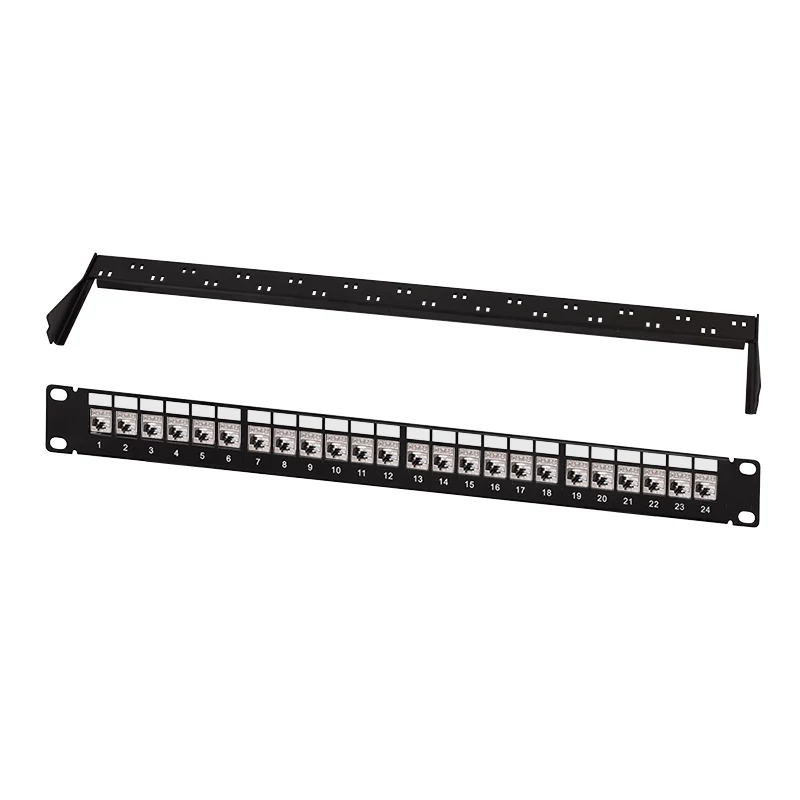 LogiLink Modular 24-Port Cat.6A Keystone Patch Panel, 19 Zoll/1U, Schwarz, EconLine