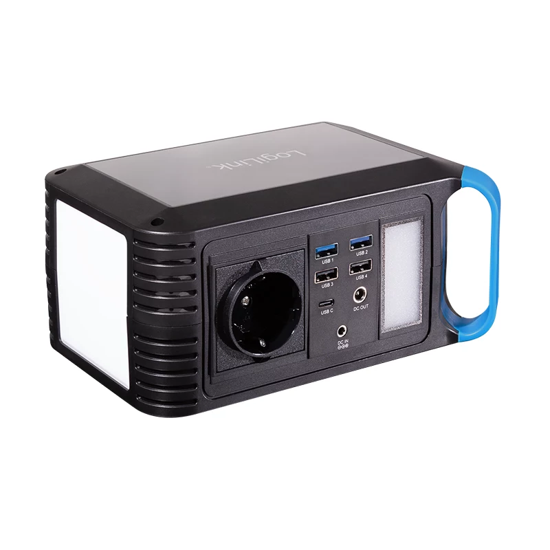 LogiLink Powerstation 200W, 148Wh Li-ion, reine Sinuswelle, USB-C PD 45W, LED-Licht