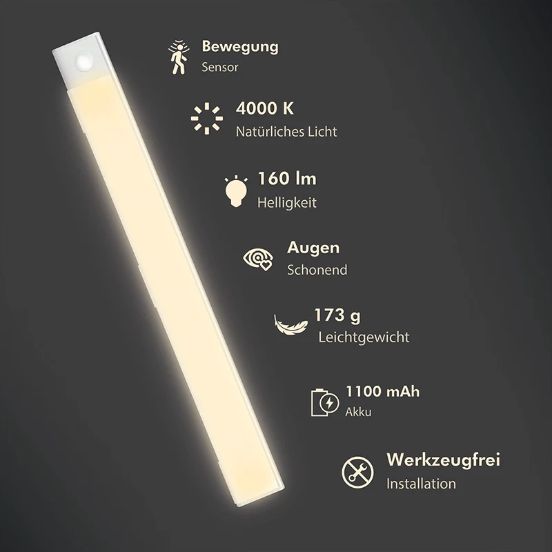 LogiLink LED-Unterbauleuchte, ultraflach, PIR-Sensor, 400mm, 160lm