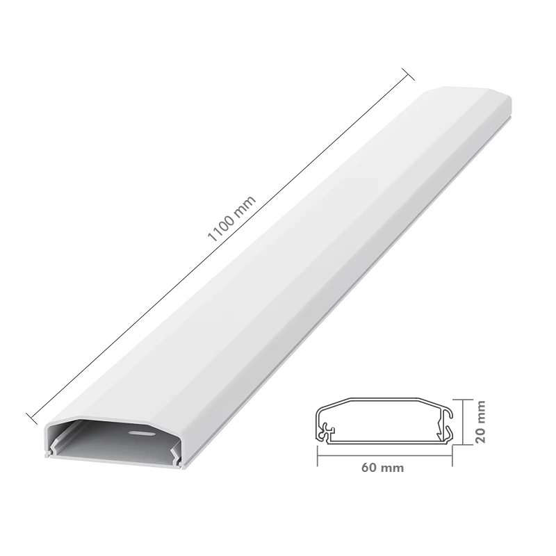 LogiLink Kabelkanal, PVC, 750 x 60 x 20 mm, Weiß, selbstklebend, mit Schnappdeckel