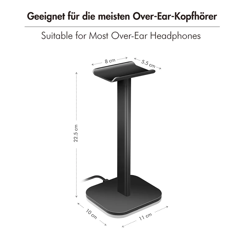 LogiLink Kopfhörerständer mit RGB-Licht, Schwarz