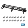LOGILINK Modular 16-Port Cat.6A Keystone Patchpanel, 19/1U, mit 3 Kabelringen, Schwarz