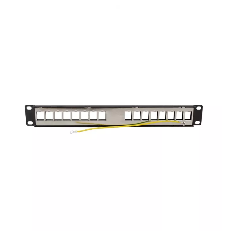 LOGILINK Modular 16-Port Cat.6A Keystone Patchpanel, 19/1U, mit 3 Kabelringen, Schwarz